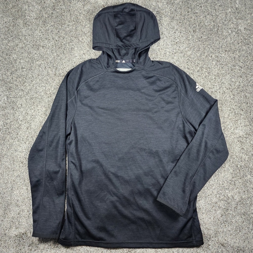 Adidas Hoodie Mens Large Gray Aeroready Performance Pullover Excellent